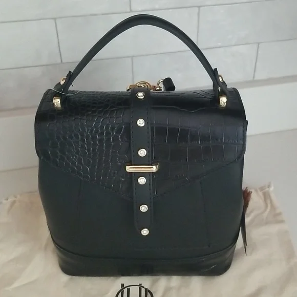 NWT House of harlow 1960 Crystal Studded Black Backpack Shoulder Handbag - Picture 10 of 14